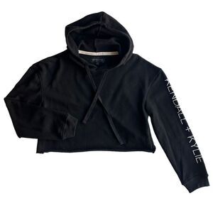 Kendall & Kylie Women's Black & White Long Sleeve Logo Hoodie Size XS